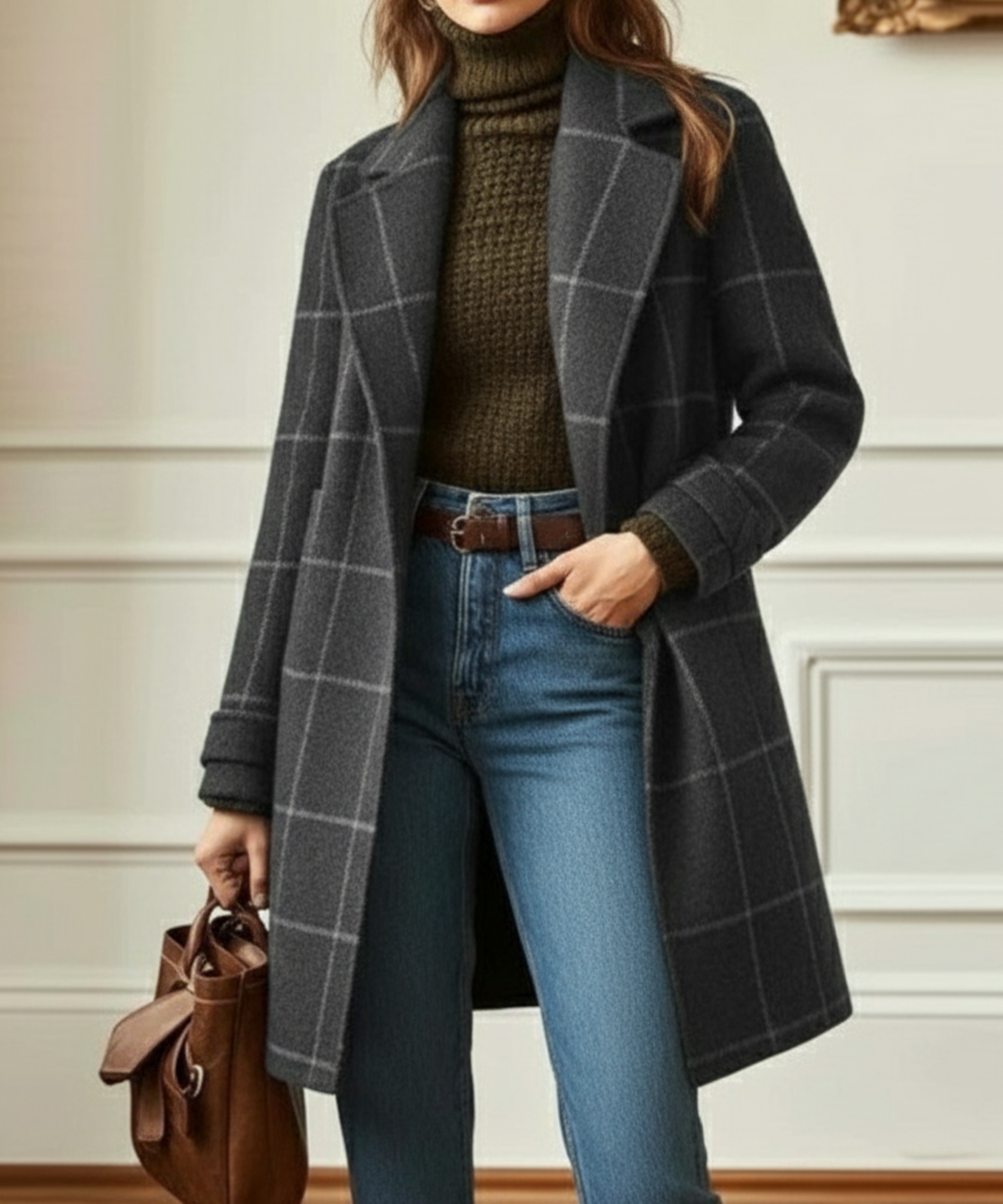 Cambridge Wool Check Coat Grey