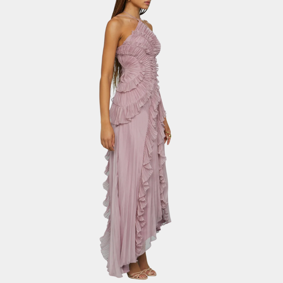 Murphy Mode | Halter Neck Pleated Maxi Dress for Women
