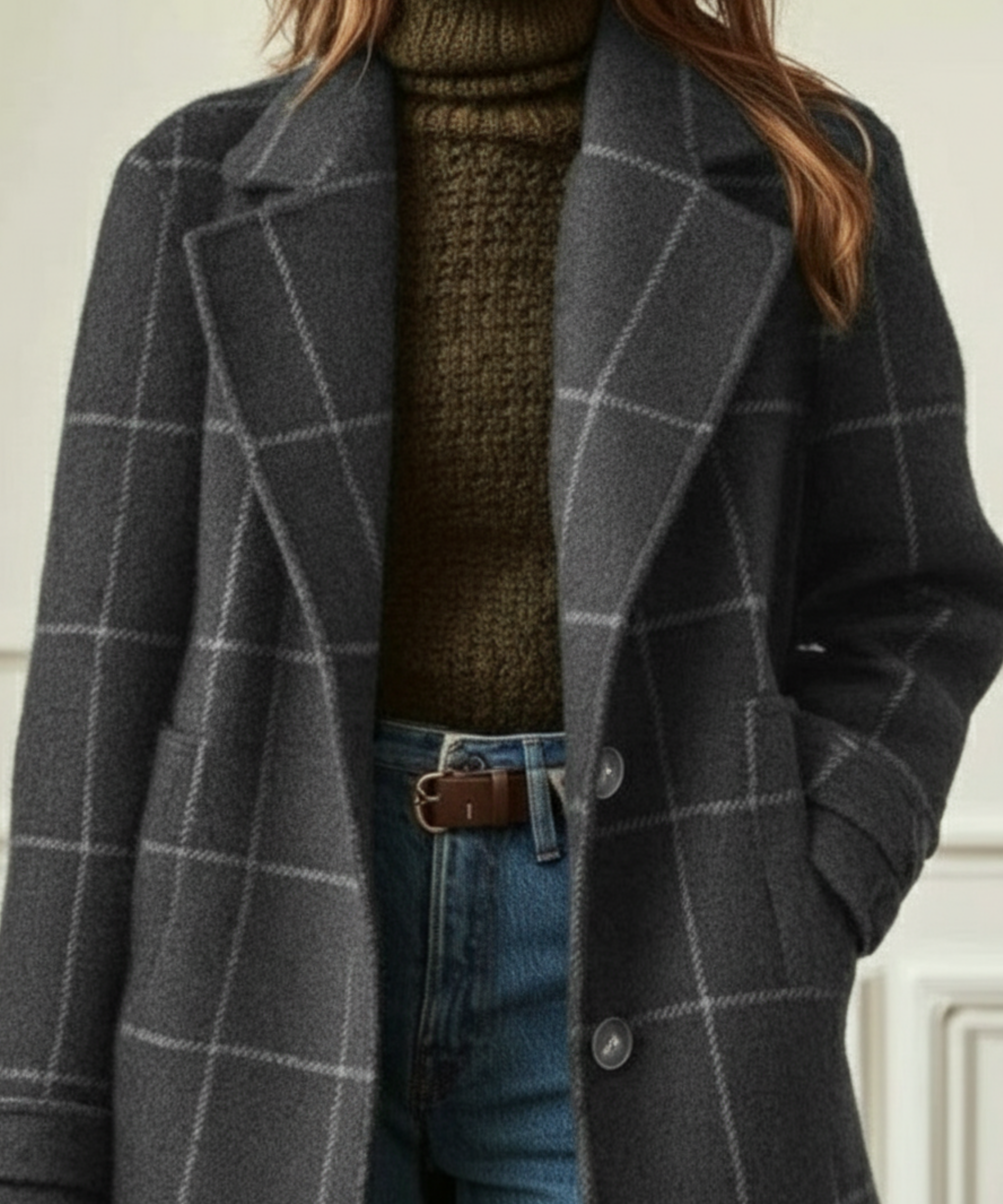 Cambridge Wool Check Coat Grey