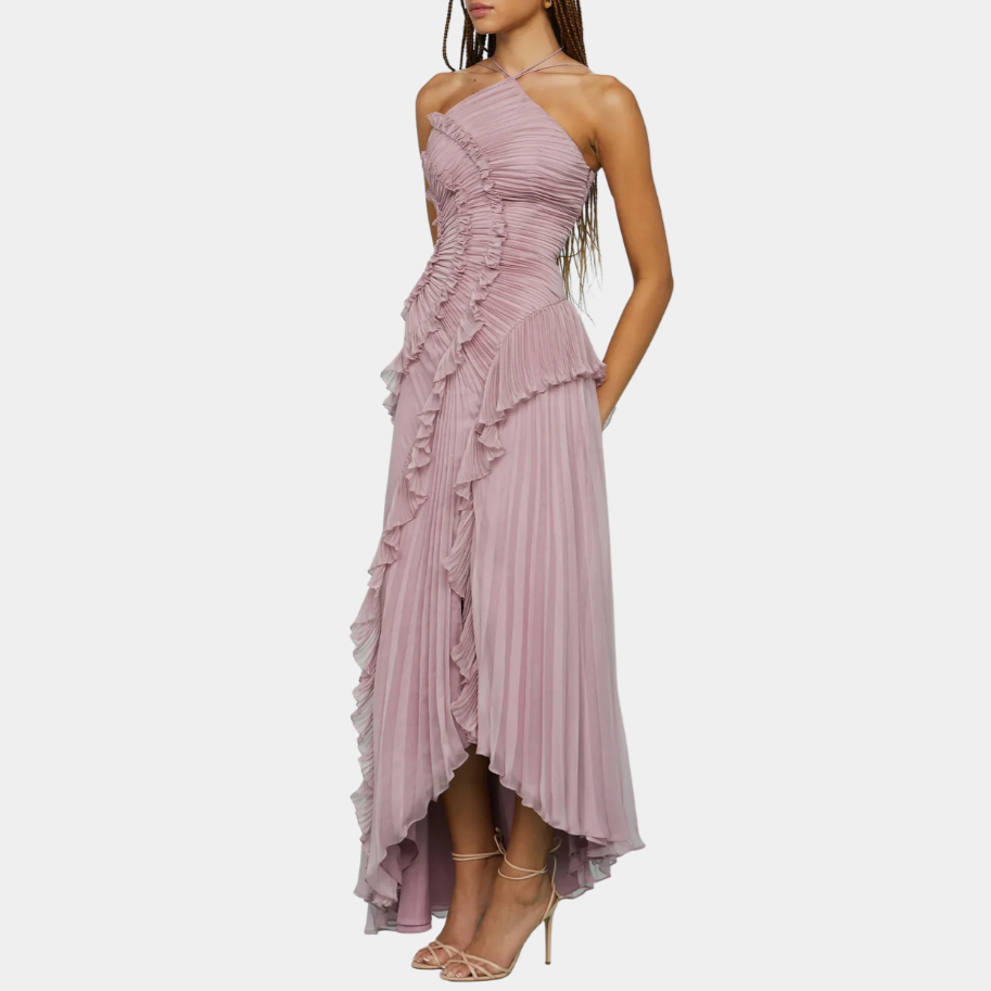 Murphy Mode | Halter Neck Pleated Maxi Dress for Women