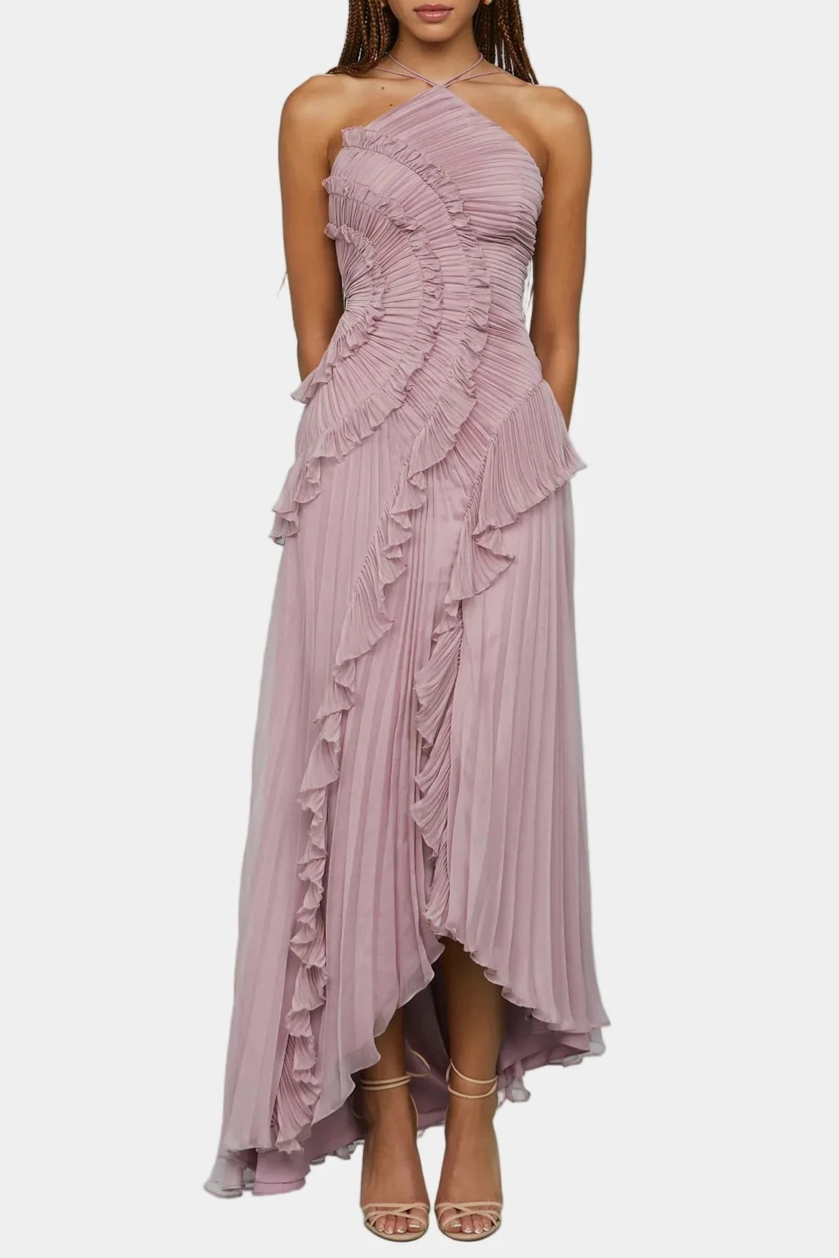 Murphy Mode | Halter Neck Pleated Maxi Dress for Women