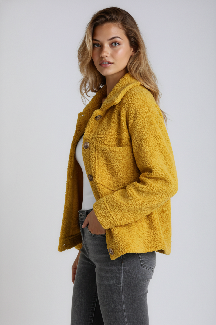 Teddy Jacket | Soft Jacket with Buttons and Pockets
