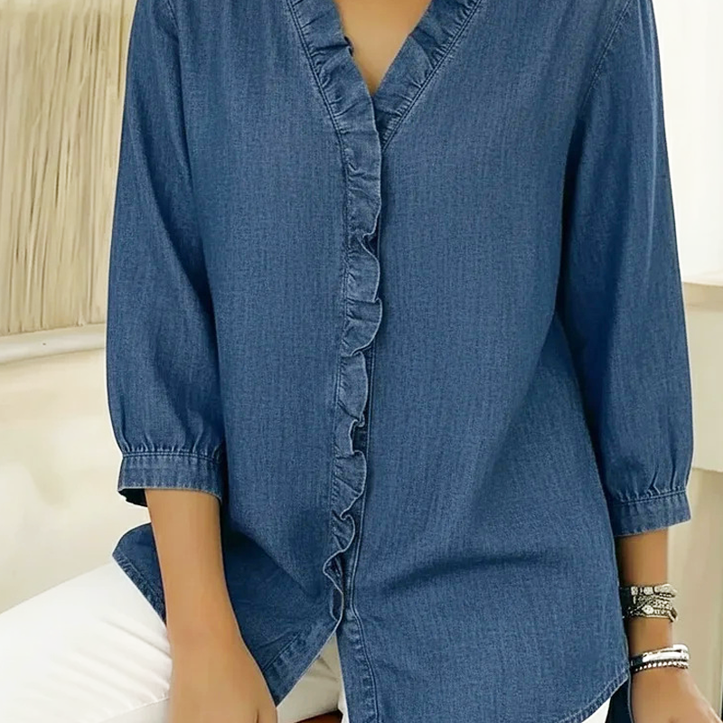 Leah Ruffle V-Neck Blouse
