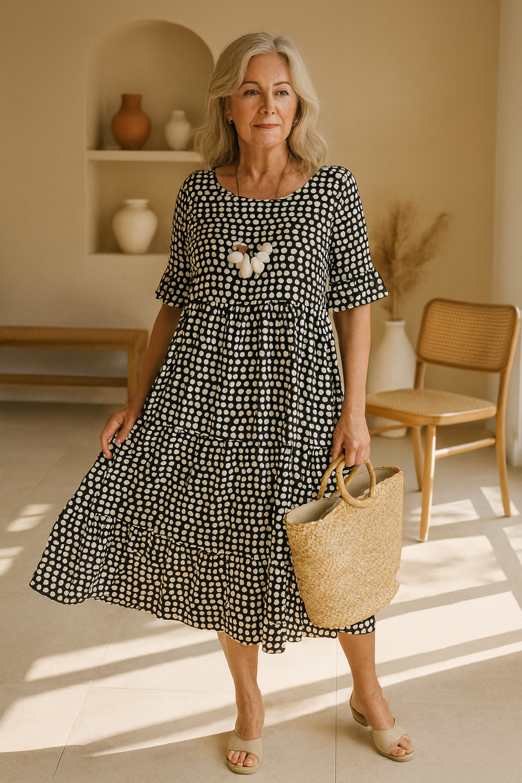 Zerelle | Short Sleeve Midi Dress