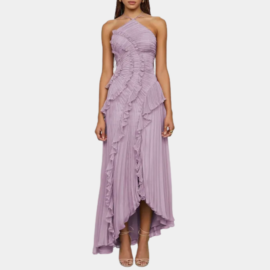 Murphy Mode | Halter Neck Pleated Maxi Dress for Women