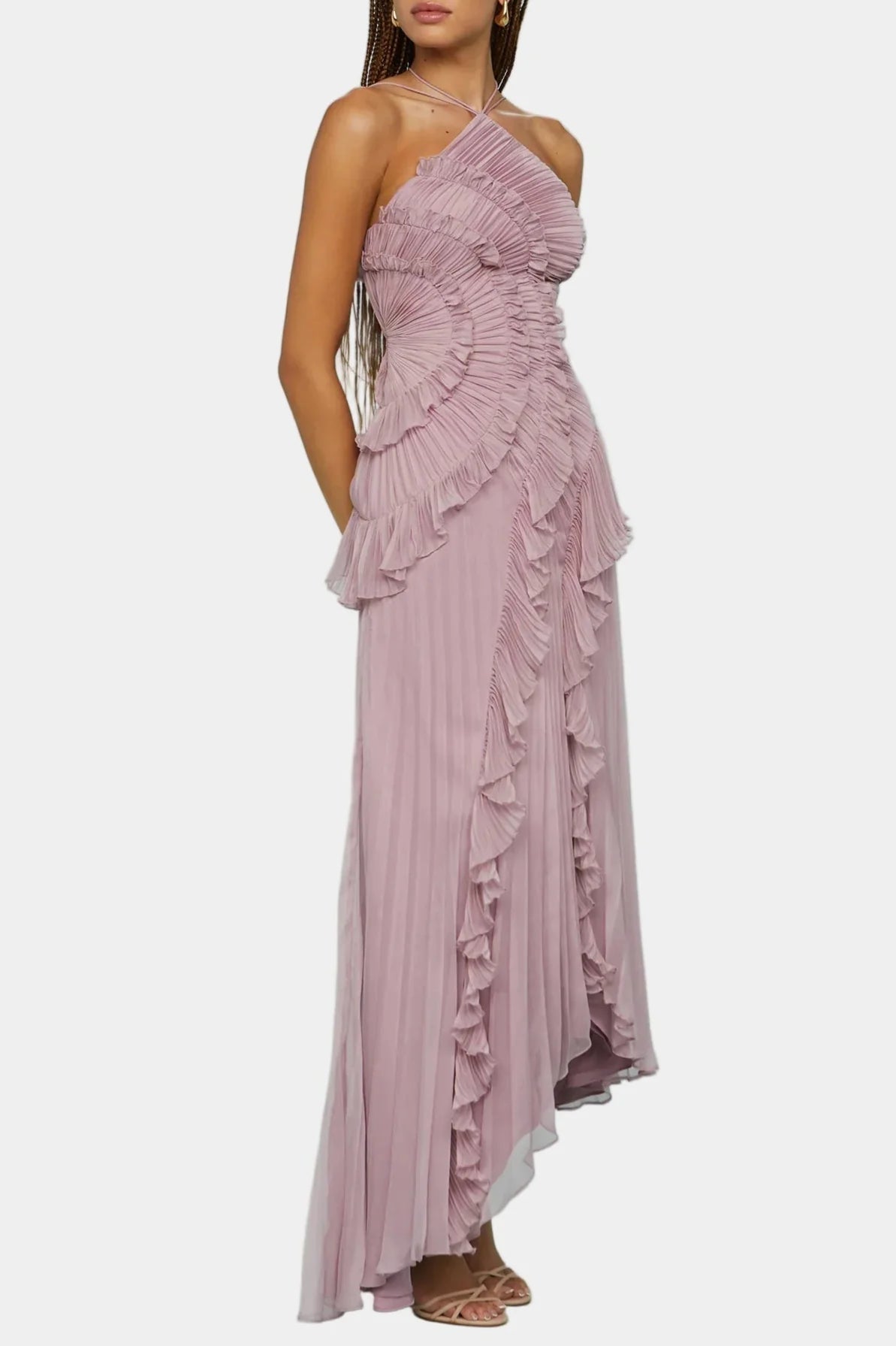 Murphy Mode | Halter Neck Pleated Maxi Dress for Women