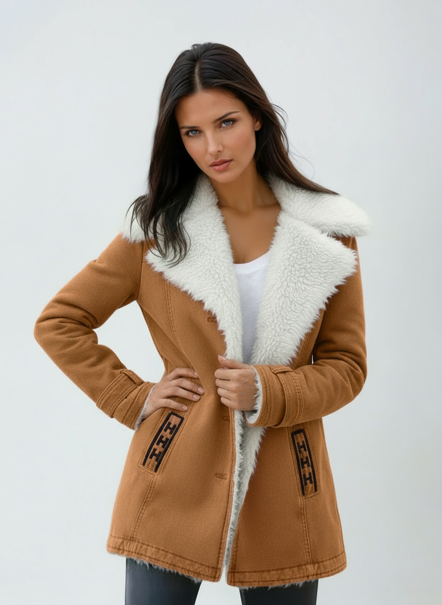 Lirena | Winter Coat Fur Collar & Buttons