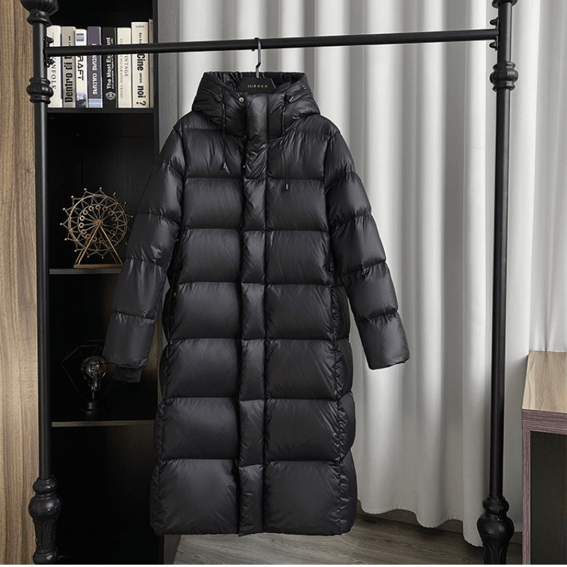 Long Quilted Winter Jacket | With Hood and Zip
