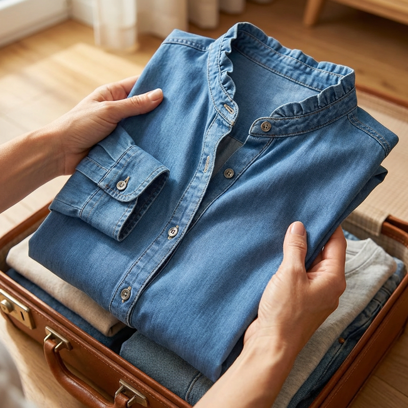 Leah Ruffle V-Neck Blouse