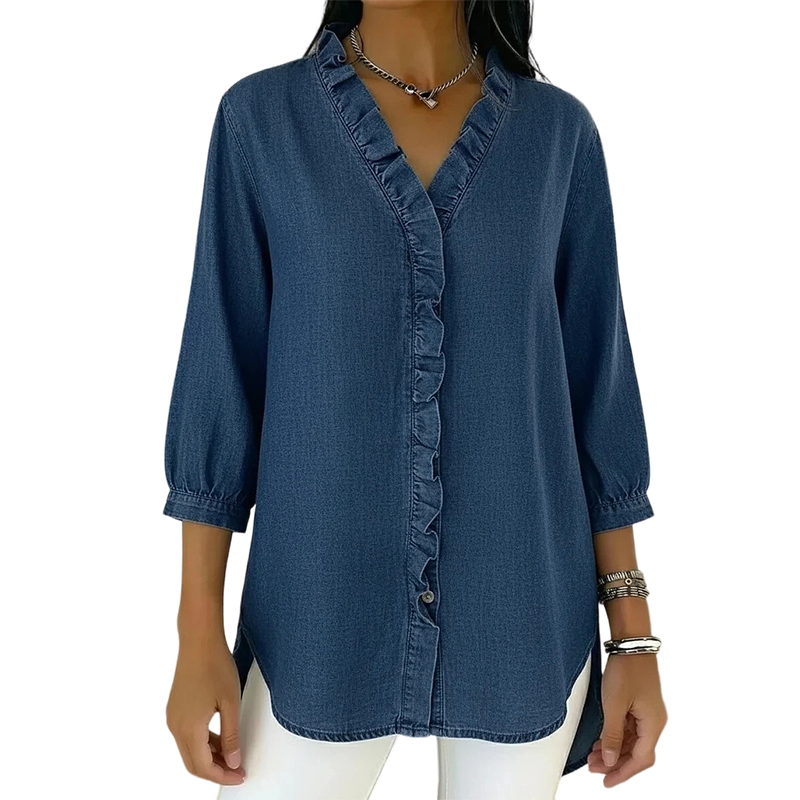 Leah Ruffle V-Neck Blouse